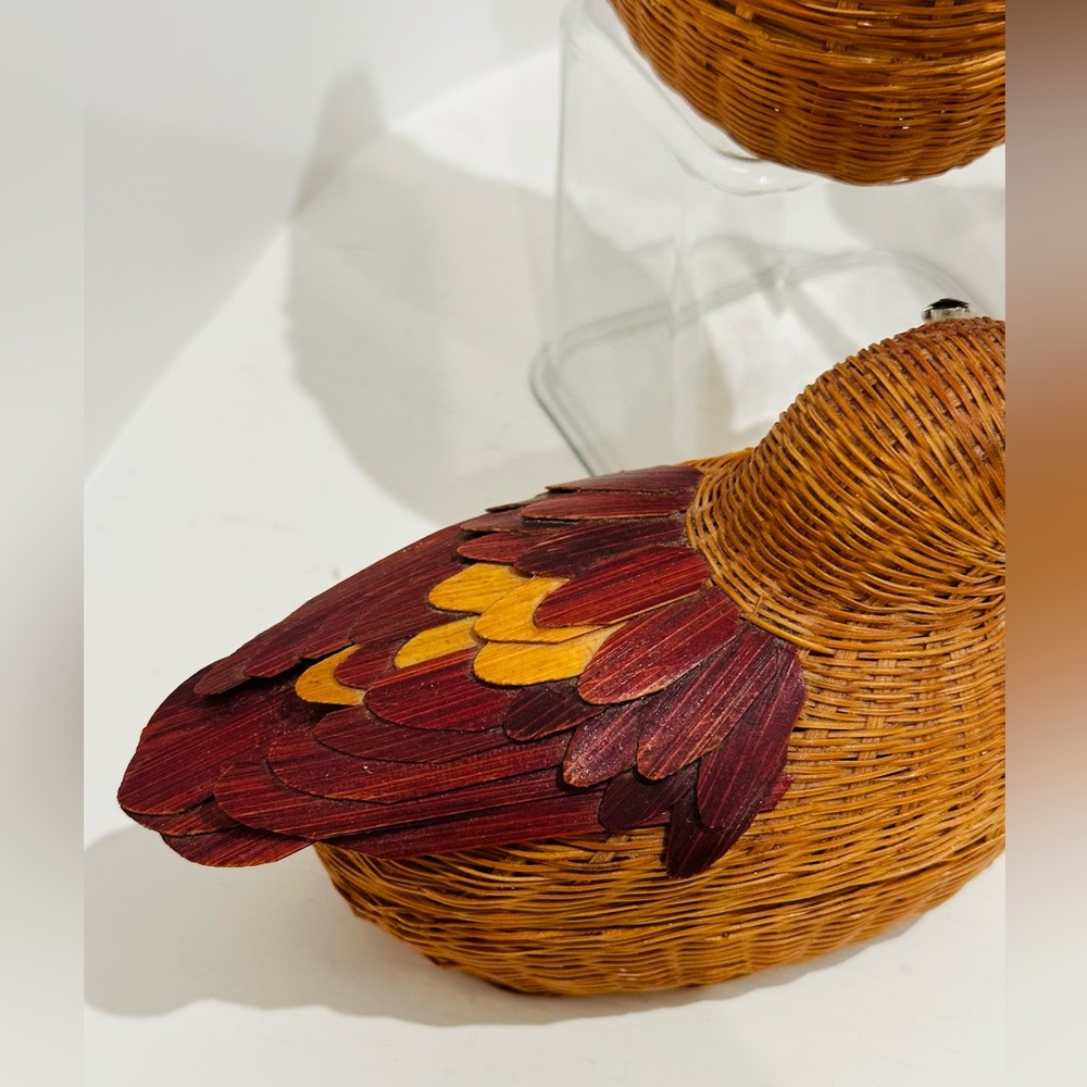 Vintage Woven Rattan Wicker Little Basket Duck Farmhouse Brown (05000) - Picture 10 of 11